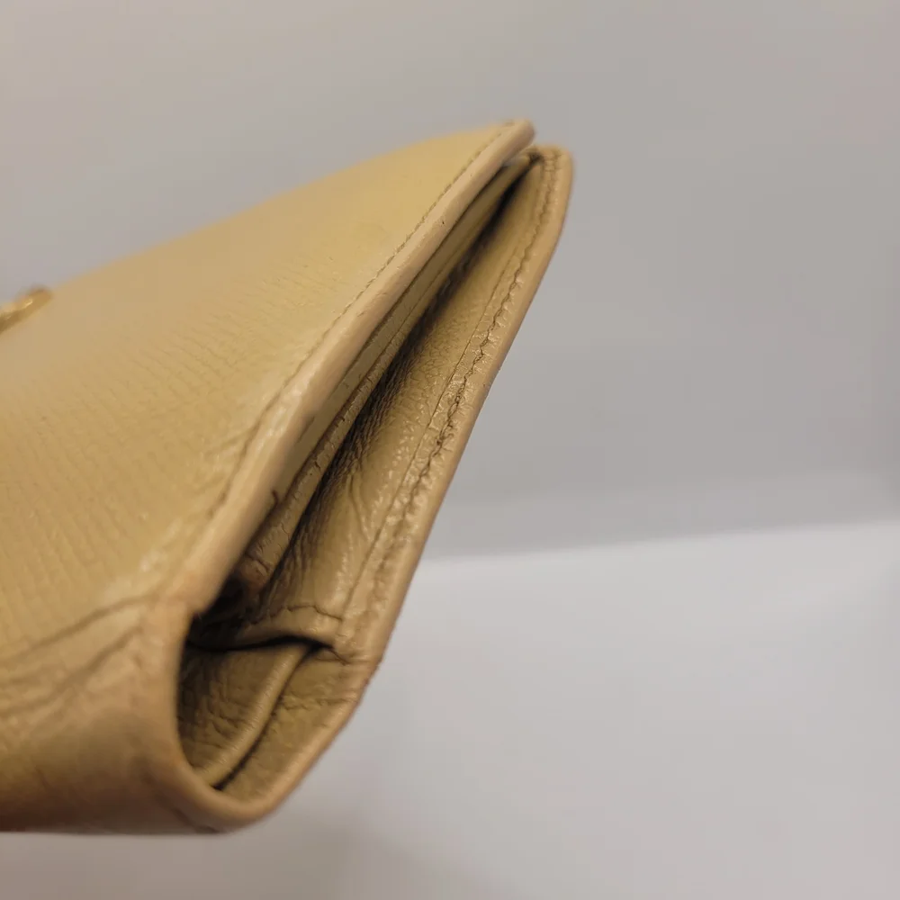Chanel Leather Tan Long Bifold Vintage Wallet